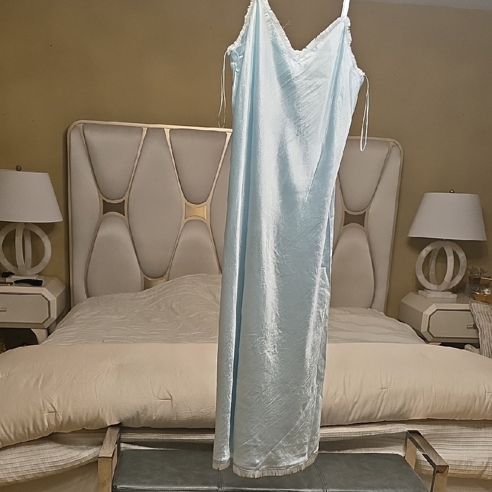 Vince Pale Blue Satin Slip Maxi Dress